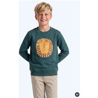 MELAdi Kinder Sweater aus Biobaumwolle - Löwe auf Forrest Green