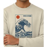 Spreecult Die Große Welle - Unisex Sweatshirt - Bio und Fair - Wald Natur Nacht Berge Japan
