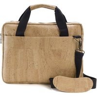 Kork-Deko stylische Schultertasche aus Kork-Stoff - Aktentasche | hellbraun