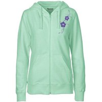 HANDGEDRUCKT "Hibisken" Frauen Zip Hoody Neutral