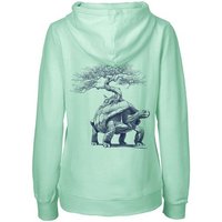 HANDGEDRUCKT "Lange Reise" Frauen Zip Hoody Neutral