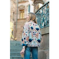 Haus of Namaste Beige Bestickte Damen-Wendejacke aus Bio-Baumwolle