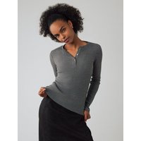 Honest Basics Damen Henley Langarmshirt aus Bio- und recycelter Baumwolle