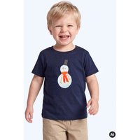 MELAdi Kinder Baby-Shirt aus Biobaumwolle - Schneemann auf Navy Blau