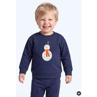 MELAdi Kinder Baby-Sweater aus Biobaumwolle - Schneemann auf Navy Blue