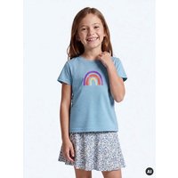 MELAdi Kinder Shirt aus Biobaumwolle - Regenbogen auf Türkis Kopie