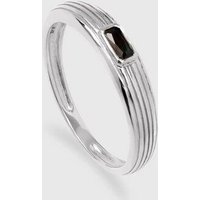 fejn jewelry Ring 'black riffle' - geriffelt mit schwarzem Zirkonia