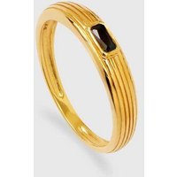 fejn jewelry Ring 'black riffle' - geriffelt mit schwarzem Zirkonia