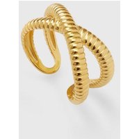 fejn jewelry Ring 'riffle cross' - offen und geriffelt