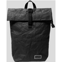 Paper & Sons Großer Rolltop Rucksack aus Kraftpapier Pine, schwarz, Damen & Herren, 16 Zoll Laptopfach, 22-28 l, vegan, wasserabweisend