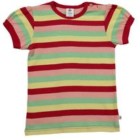 Leela Cotton Mädchen T-Shirt Blockringel Bio-Baumwolle, Farbe kirschrot-bunt