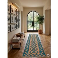 Kelim Gashgai Beige „Rugtales“ aus Schurwolle, 56x200 cm