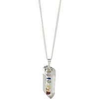 Crystal and Sage Chakra Reiki Bergkristall Halskette