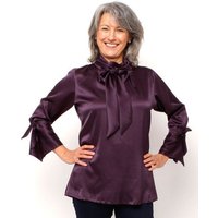 Peaces.bio - handbedruckte Biomode Edle Seidenschluppenbluse in Aubergine