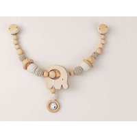 NoniKids Berlin Kinderwagenkette Holz *Elefant Glocke* 2 Farben | Bio Baumwolle