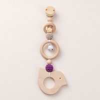 NoniKids Berlin Rasselclip Holz *Glocke Vogel* 3 Farben I Bio Baumwollgarn
