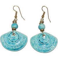 Schönes aus Indochina Schmuck Ohrringe aus Keramik Lotus, Blume und Fächer