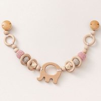 NoniKids Berlin Kinderwagenkette Holz *Elefant* 4 Farben | Bio Baumwolle