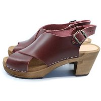 HÖST - schwedische Holz Clogs Sandale von me&myclogs - high mid heel - bordo