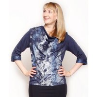 Peaces.bio - handbedruckte Biomode Wasserfallshirt Bachgeflüster in Navy