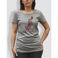 little kiwi Damen T-Shirt, "Fuchs", Grau - Mid Heather Grey