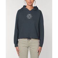Human Family Kurzer Bio Damen-Hoodie "Invent - Polygon" aus Bio-Baumwolle