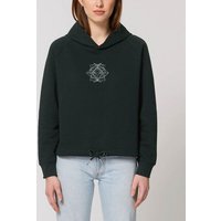 Human Family Kurzer Bio Damen-Hoodie "Invent - Polygon" aus Bio-Baumwolle