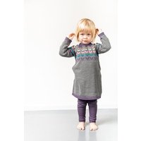 sense-organics Mädchen Strickkleid dunkelgrau bunte Passe