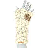 short'n'pietz Schurwollhandstulpen mit Blumenmotiv, handgestrickt