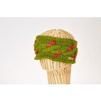 short'n'pietz Schurwollstirnband zweifarbig mit Zopfmuster, handgestrickt