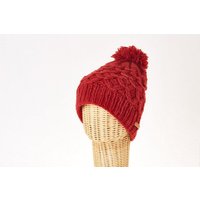 short'n'pietz Schurwollmütze mit Rautenzopfmuster und Bommel