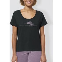little kiwi Damen T-Shirt, "Kiwi", Schwarz, locker geschnitten