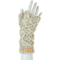 short'n'pietz Schurwollhandstulpen mit Rautenzopfstrickmuster, handgestrickt