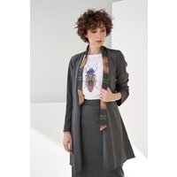 Yuna Miray Eleganter Gehrock/Mantel aus kbt Merinowolle "Coat" schwarz/anthrazit