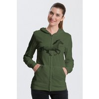 Peaces.bio - handbedruckte Biomode Bio-Jersey-Zip-Hoodie Horsepower