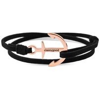 Classygood. Anker Armband Edelstahl - Rosègold - Alcantara-Leder Band