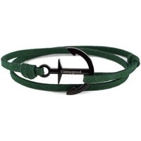 Classygood. Anker Armband Edelstahl - Schwarz- Alcantara-Leder Band