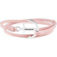 Classygood. Anker Armband Edelstahl - Silber - Alcantara-Leder Band