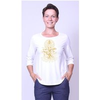 Peaces.bio - handbedruckte Biomode Bio-Damen-3/4 Arm Shirt Ganesha