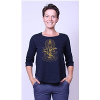 Peaces.bio - handbedruckte Biomode Bio-Damen-3/4 Arm Shirt Ganesha