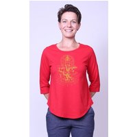 Peaces.bio - handbedruckte Biomode Bio-Damen-3/4 Arm Shirt Ganesha