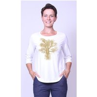 Peaces.bio - handbedruckte Biomode Bio-Damen-3/4 Arm Shirt Chestnut