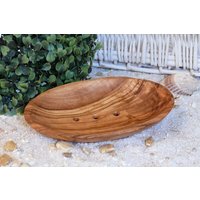 Olivenholz erleben Seifenschale oval, klein aus Olivenholz