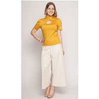 Peaces.bio - handbedruckte Biomode Elegante Stehkragenbluse
