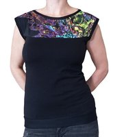 liebewicht Bio Jersey Shirt mit U-Boot Ausschnitt schwarz neon