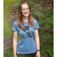 päfjes Hey Oskar Otter - Frauen T-Shirt - Fair gehandelt aus Baumwolle Bio - Slub Blau