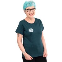 Hirschkind Frauenshirt "Pusteblume" dunkelgrün/schwarz - Made in Kenia & handbedruckt in Berlin
