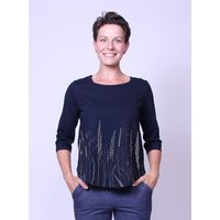 Peaces.bio - handbedruckte Biomode Bio-Damen-3/4 Arm Shirt- Gräservielfalt