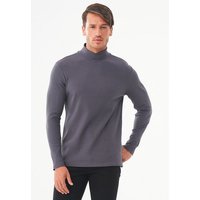 ORGANICATION Geripptes Langarmshirt aus Bio-Baumwolle mit Rollkragen