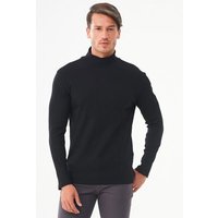 ORGANICATION Geripptes Langarmshirt aus Bio-Baumwolle mit Rollkragen